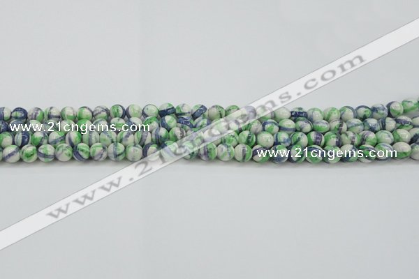 CRF386 15.5 inches 4mm round dyed rain flower stone beads wholesale