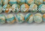 CRF394 15.5 inches 8mm round dyed rain flower stone beads wholesale