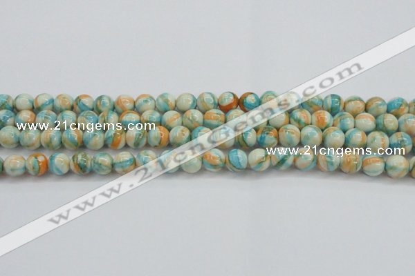 CRF394 15.5 inches 8mm round dyed rain flower stone beads wholesale