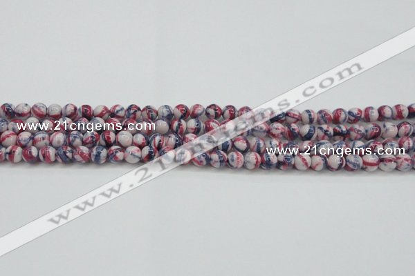 CRF404 15.5 inches 4mm round dyed rain flower stone beads wholesale