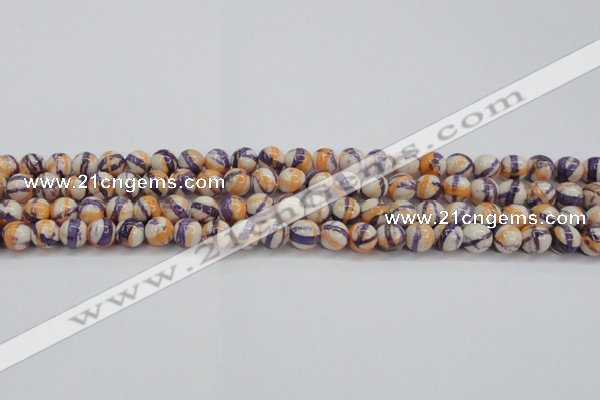 CRF411 15.5 inches 6mm round dyed rain flower stone beads wholesale