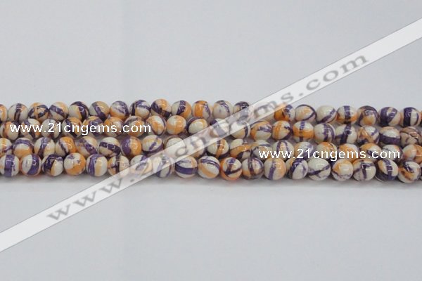 CRF412 15.5 inches 8mm round dyed rain flower stone beads wholesale