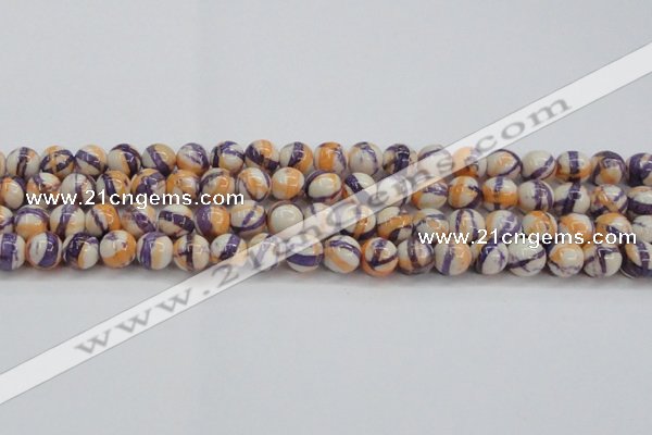 CRF413 15.5 inches 10mm round dyed rain flower stone beads wholesale