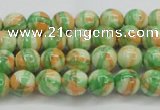 CRF416 15.5 inches 4mm round dyed rain flower stone beads wholesale