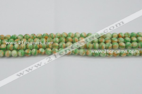 CRF417 15.5 inches 6mm round dyed rain flower stone beads wholesale