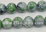 CRF47 15.5 inches 14mm round dyed rain flower stone beads wholesale