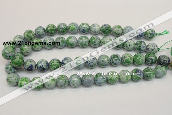 CRF47 15.5 inches 14mm round dyed rain flower stone beads wholesale