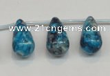 CRF68 11*21mm top-drilled teardrop dyed rain flower stone beads