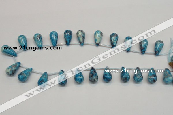 CRF68 11*21mm top-drilled teardrop dyed rain flower stone beads