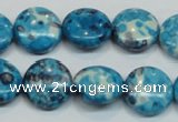 CRF69 15.5 inches 16mm flat round dyed rain flower stone beads