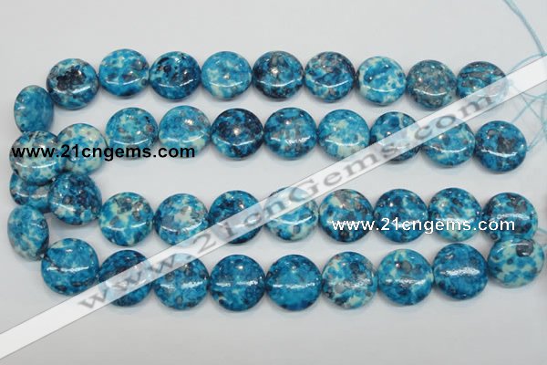 CRF70 15.5 inches 20mm flat round dyed rain flower stone beads