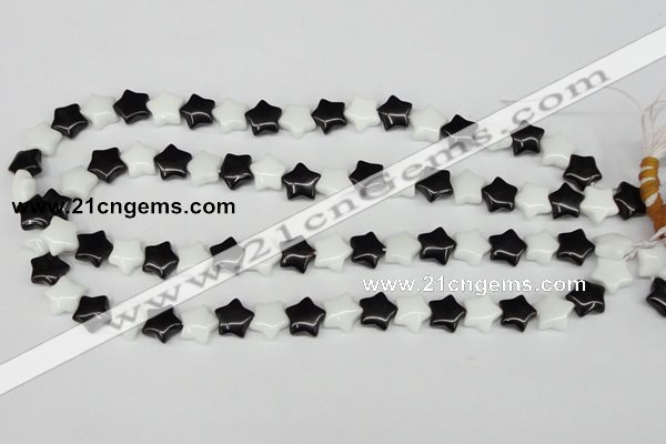 CRG01 15.5 inches 12*12mm star black & white agate beads wholesale