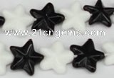 CRG23 15.5 inches 16*16mm star black & white agate gemstone beads