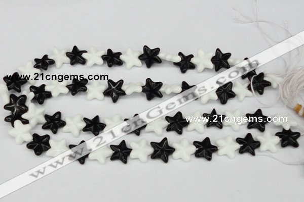 CRG23 15.5 inches 16*16mm star black & white agate gemstone beads