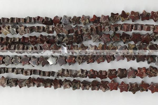 CRG30 15.5 inches 6mm flat star poppy jasper beads wholesale