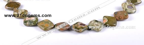 CRH05 15*15mm rhombic natural rhyolite gemstone beads Wholesale