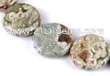 CRH08 different sizes coin sape natural rhyolite beads Wholesale