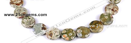 CRH08 different sizes coin sape natural rhyolite beads Wholesale