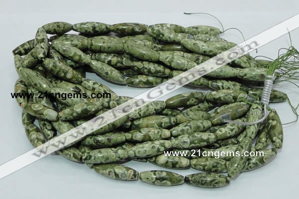 CRH106 15.5 inches 10*30mm rice rhyolite beads wholesale