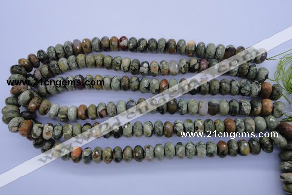 CRH118 15.5 inches 6*12mm faceted rondelle rhyolite gemstone beads