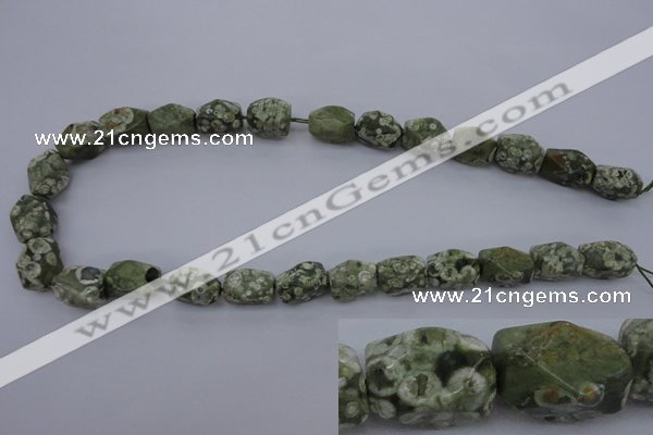 CRH131 15.5 inches 10*15mm faceted nuggets rhyolite gemstone beads