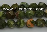 CRH161 15.5 inches 6mm faceted nuggets rhyolite gemstone beads