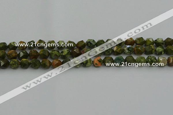 CRH162 15.5 inches 8mm faceted nuggets rhyolite gemstone beads