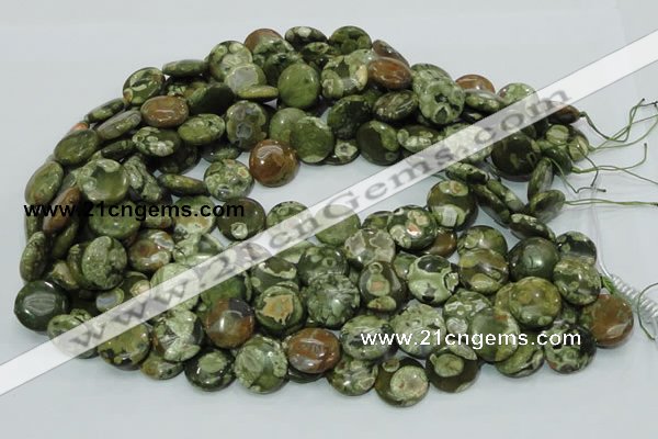 CRH36 15.5 inches 12mm flat round rhyolite beads wholesale