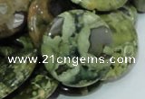 CRH39 15.5 inches 20mm flat round rhyolite beads wholesale