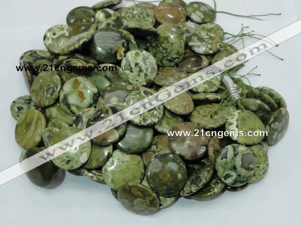 CRH39 15.5 inches 20mm flat round rhyolite beads wholesale