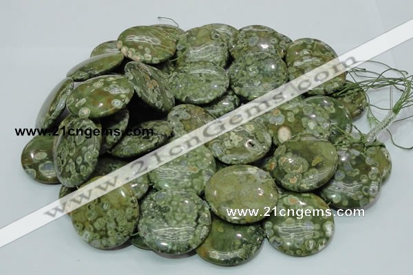 CRH40 15.5 inches 30mm flat round rhyolite beads wholesale