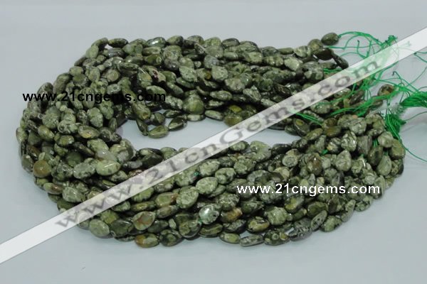 CRH47 15.5 inches 8*12mm flat teardrop rhyolite beads wholesale