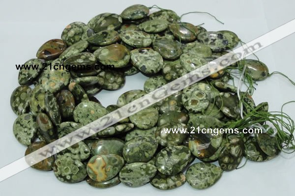 CRH49 15.5 inches 22*30mm flat teardrop rhyolite beads wholesale