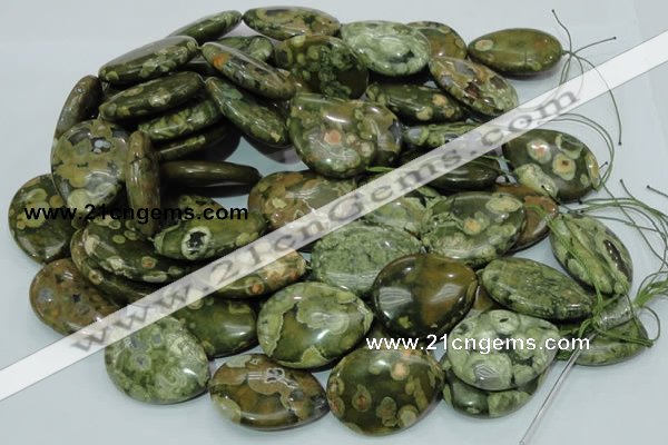 CRH50 15.5 inches 30*40mm flat teardrop rhyolite beads wholesale