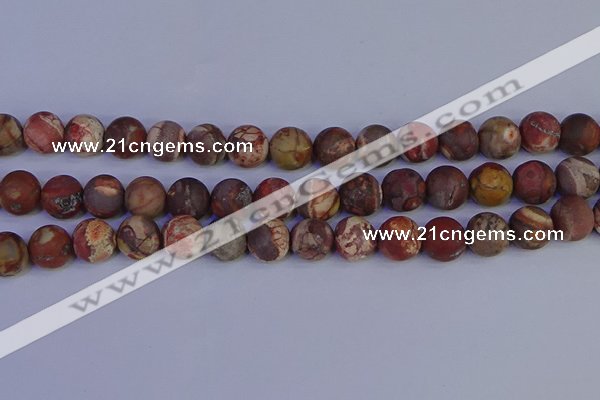 CRH514 15.5 inches 12mm round matte rhyolite gemstone beads