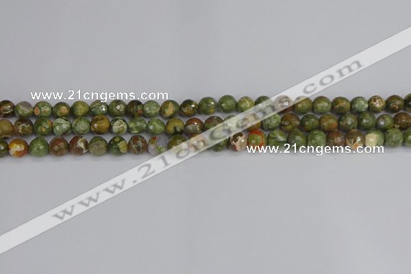 CRH526 15.5 inches 4mm faceted round rhyolite beads wholesale