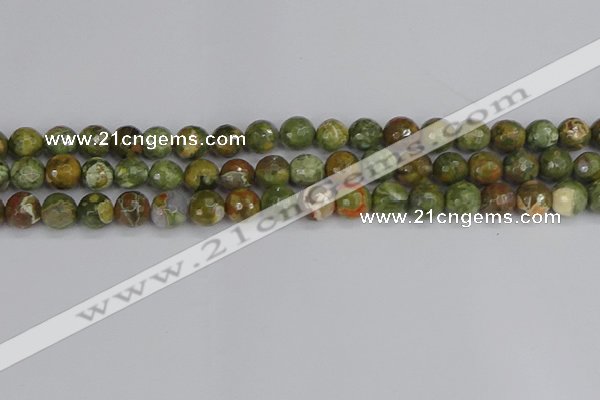 CRH528 15.5 inches 8mm faceted round rhyolite beads wholesale