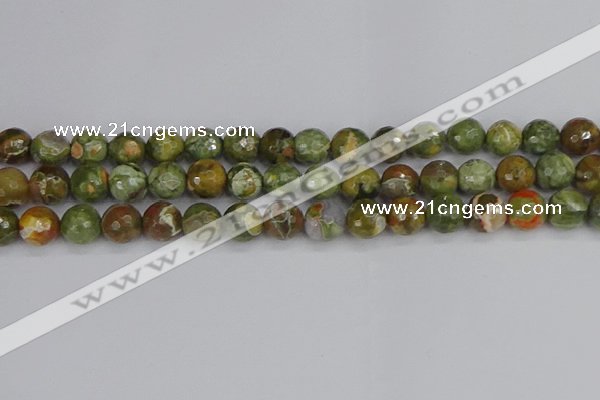 CRH529 15.5 inches 10mm faceted round rhyolite beads wholesale