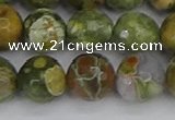 CRH530 15.5 inches 12mm faceted round rhyolite beads wholesale