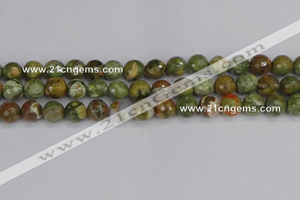 CRH530 15.5 inches 12mm faceted round rhyolite beads wholesale