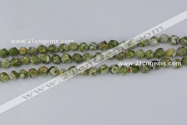 CRH535 15.5 inches 6mm faceted nuggets rhyolite gemstone beads