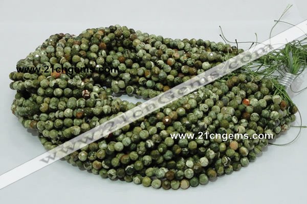 CRH55 15.5 inches 6mm faceted round rhyolite beads wholesale