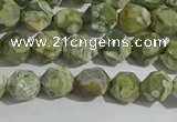 CRH553 15.5 inches 6mm faceted nuggets matte rhyolite gemstone beads