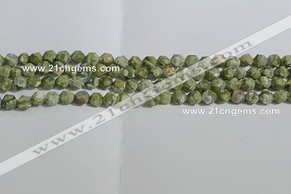 CRH553 15.5 inches 6mm faceted nuggets matte rhyolite gemstone beads