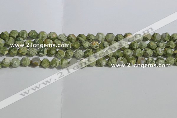 CRH554 15.5 inches 8mm faceted nuggets matte rhyolite gemstone beads