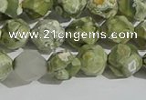 CRH555 15.5 inches 10mm faceted nuggets matte rhyolite gemstone beads