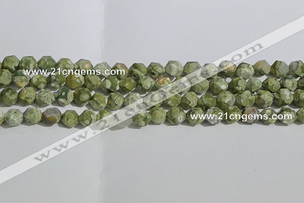 CRH555 15.5 inches 10mm faceted nuggets matte rhyolite gemstone beads