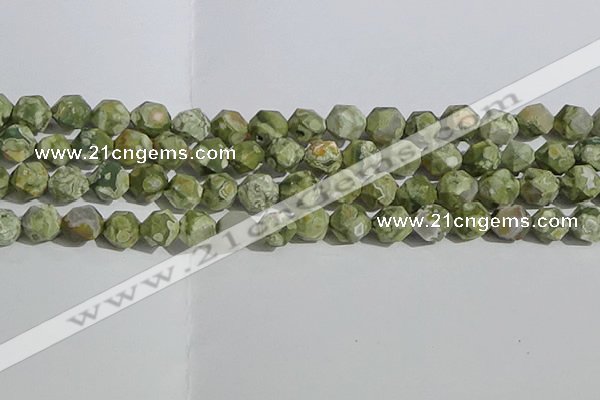 CRH556 15.5 inches 12mm faceted nuggets matte rhyolite gemstone beads