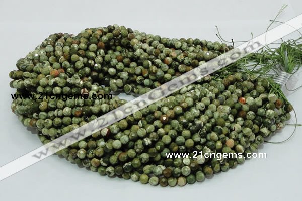 CRH56 15.5 inches 8mm faceted round rhyolite beads wholesale