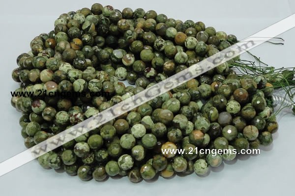 CRH58 15.5 inches 12mm faceted round rhyolite beads wholesale